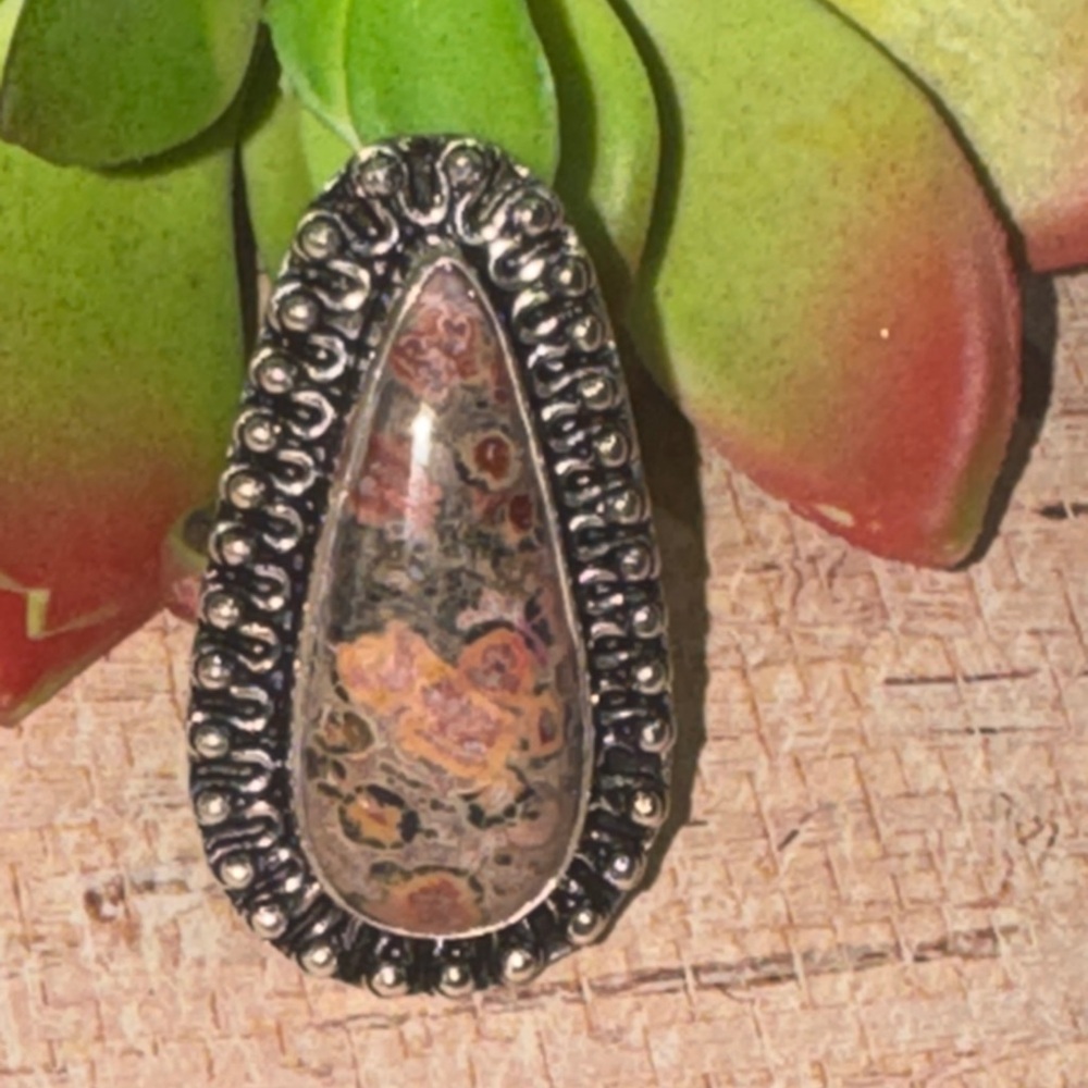 Silver Crazy Lace Agate Ring - image 3